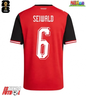 Austria Nicolas Seiwald #6 Primera Equipación Niños Mundial 2026 Manga Corta (+ Pantalones cortos)